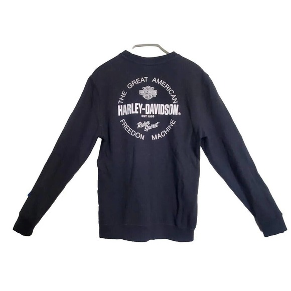 Official HARLEY DAVIDSON Womens Sweatshirt black Small American freedom machine - Picture 7 of 10